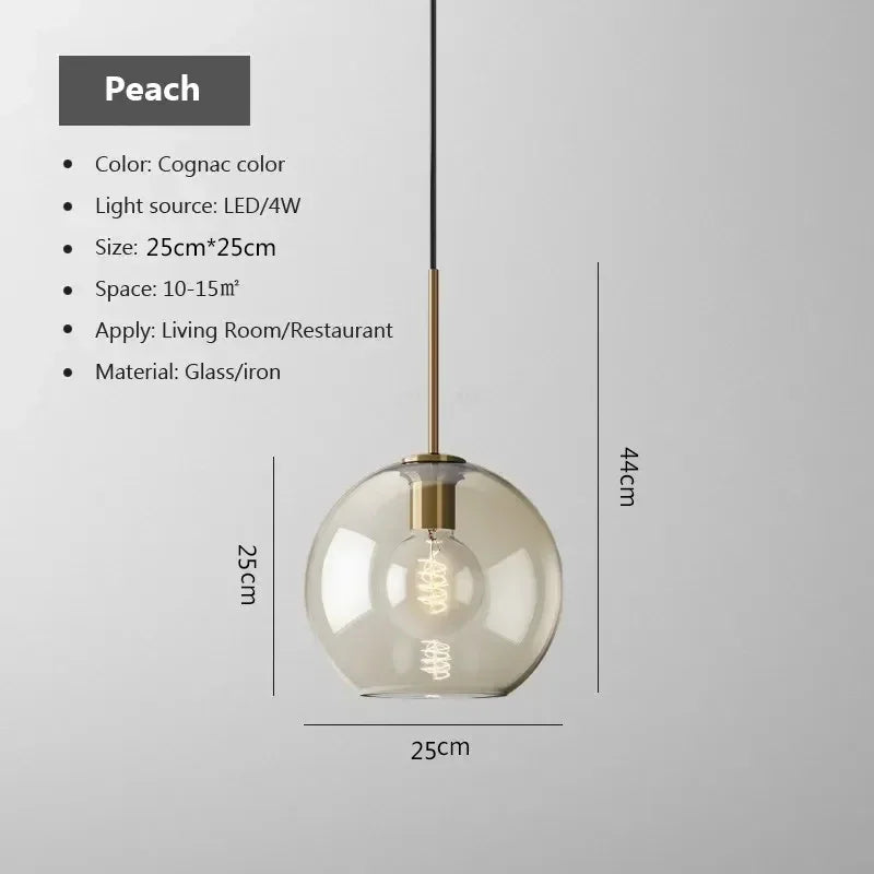 Nordic Glass LED Pendant Light - Versatile Single/Multi Head Chandelier for Home Decor
