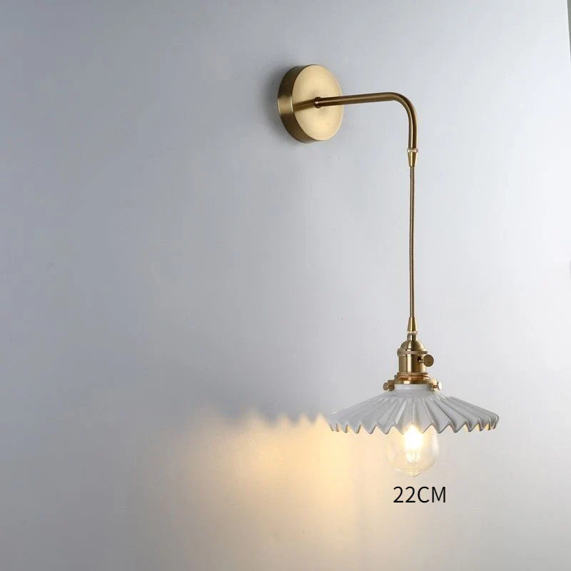 Modern Glass Wall Sconce Light Fixture - Elegant Bedroom, Restaurant, and Corridor Decor with Copper Flower Plug