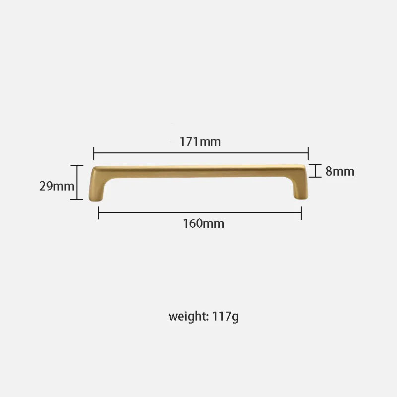 Solid Brass Wardrobe Handles – Integrated Cabinet Pulls and Furniture Bar Handles (106mm-332mm)