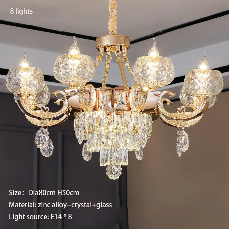 Grand European Style Crystal Pendant Lamp - High-Grade Luxury for Living Rooms, Dining Areas, and Bedrooms