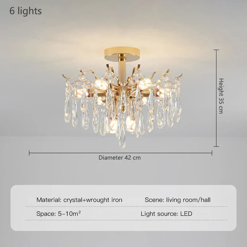 Elegant French Light Luxury Crystal Chandelier - Ideal for Atmosphere in Living and Dining Rooms - New Nordic Design
