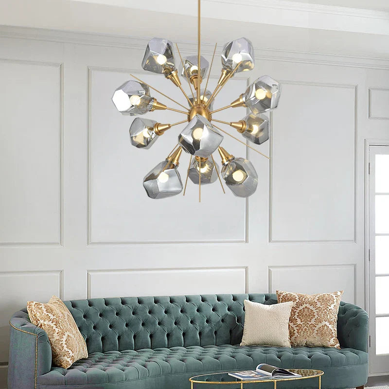 Modern LED Chandelier Lighting - Nordic Rock Glass Elegance for Living Rooms and More