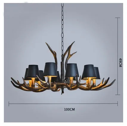 Retro Style Antler Resin Chandelier - Sweeping Gold Spray Paint Finish for Living and Dining Room Home Decor Lighting
