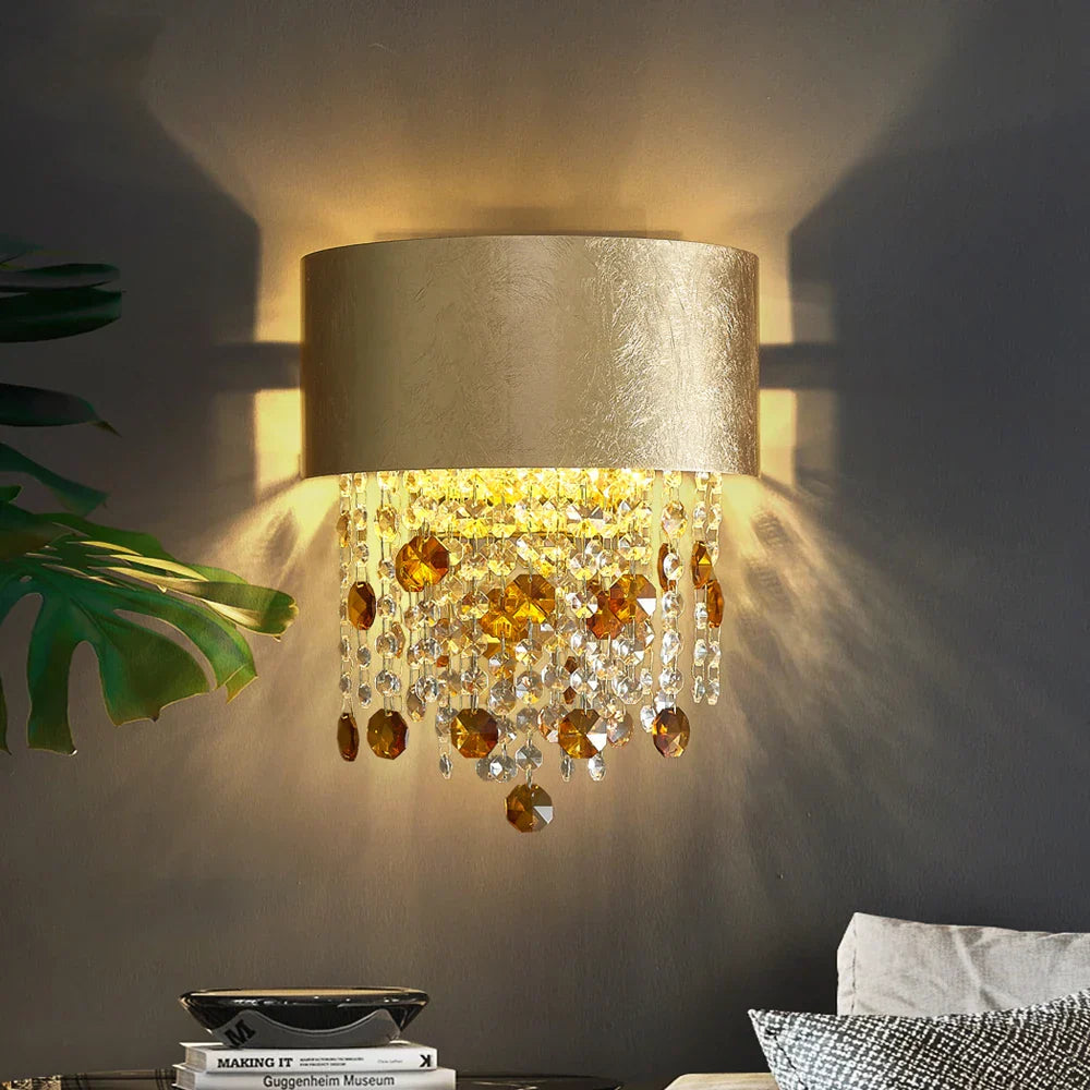 Ricardo - New Modern Bedroom Golden Retro Wall Lamp - Elevate Your Space with Luxury Crystal Lighting