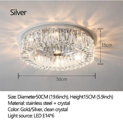 Simple Modern Clean Crystal Ceiling Lamp - New Design Light Luxury for Living Rooms and Bedrooms - Available in Gold and Silver - Nordic Style Elegance