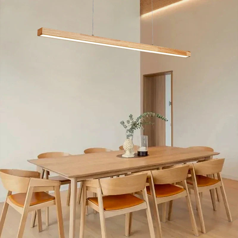 Sleek Wooden Dining Room Chandelier - Modern Minimalist Lighting for Dining Tables, Bars, and More