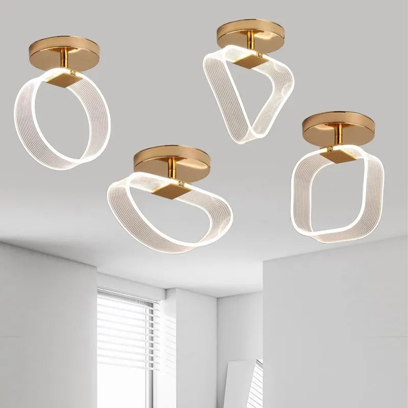 Modern LED Ceiling Light - Acrylic Geometry Linear Decoration Lamp in Black and Gold for Bedroom, Living Room, Corridor, and Indoor Home Fixture