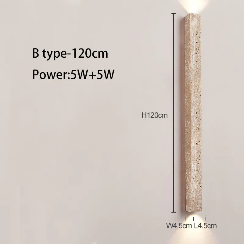 Long Wall Lamp with LED - Retro Stone Design for Bedroom, Living Room, and Staircase Atmosphere Lighting in Cream Style Home Decoration
