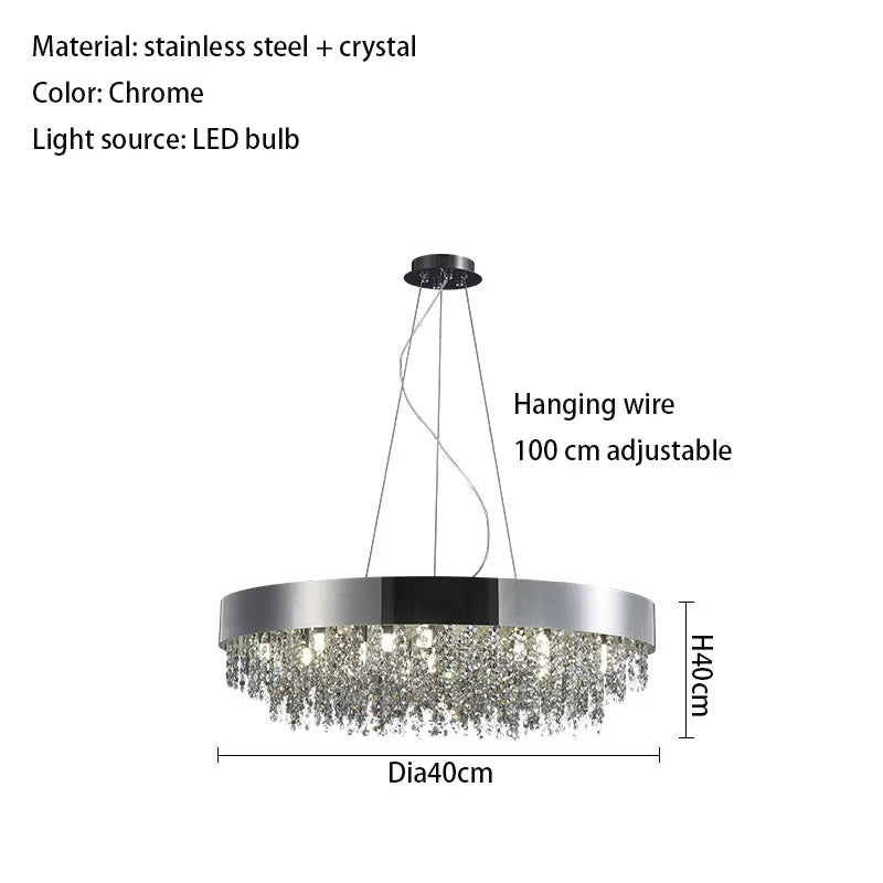 Elegant Light Luxury Crystal Chandelier - Modern Italian Creative Design for Living Rooms, Bedrooms, and Dining Rooms