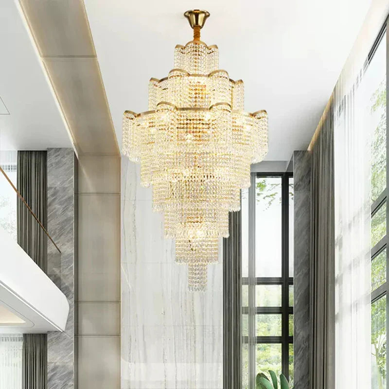 Modern Luxury Long Chandelier - Opulent Illumination for Staircases, Villa Lobbies, High Ceilings, and Grand Spaces