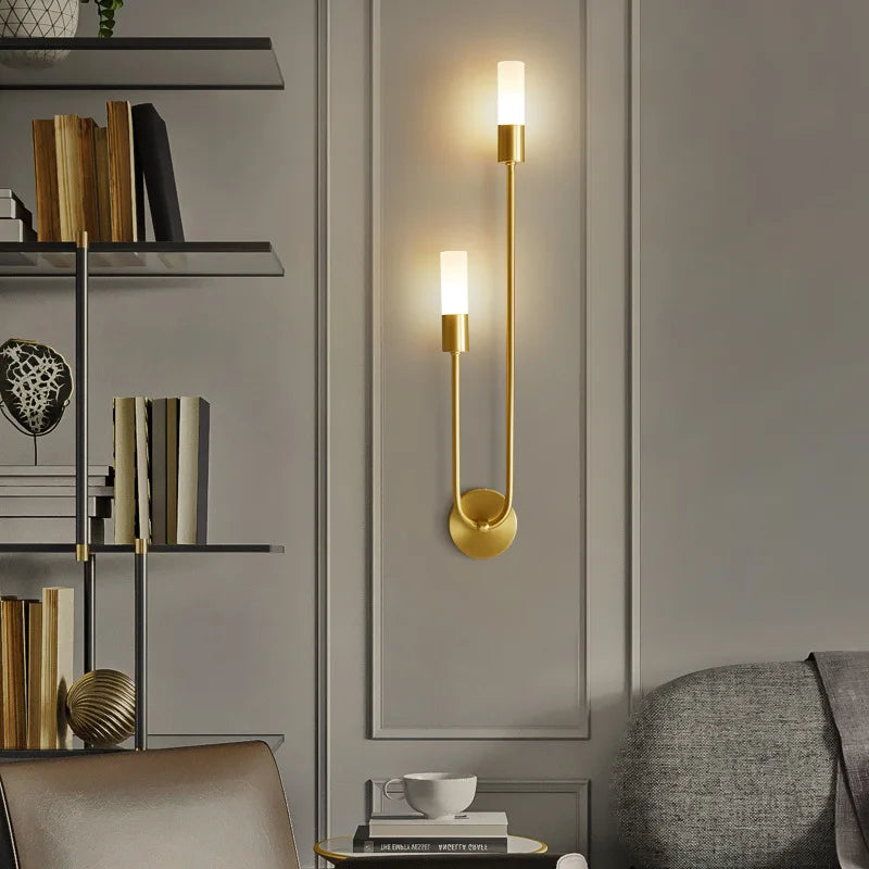 Chic Modern LED Wall Light - Gold Indoor Decor, Ideal for Vanity, Living Room, Kitchen, Bedroom, and Hallway Lighting with Nordic Long Strip Design