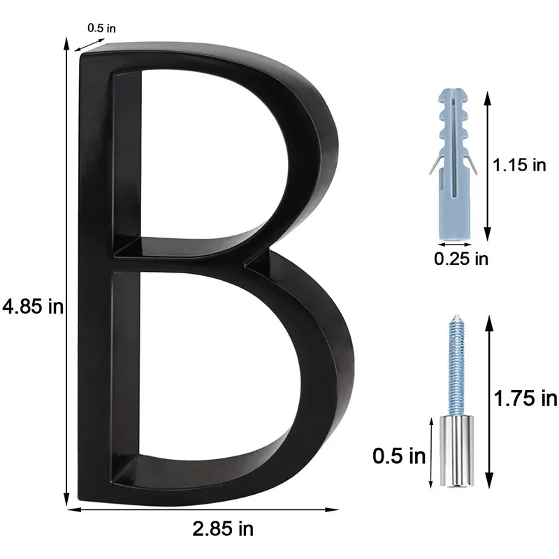 125mm 3D Black Zinc House Numbers – Arabic Numerals with Floating Doorplate Holder