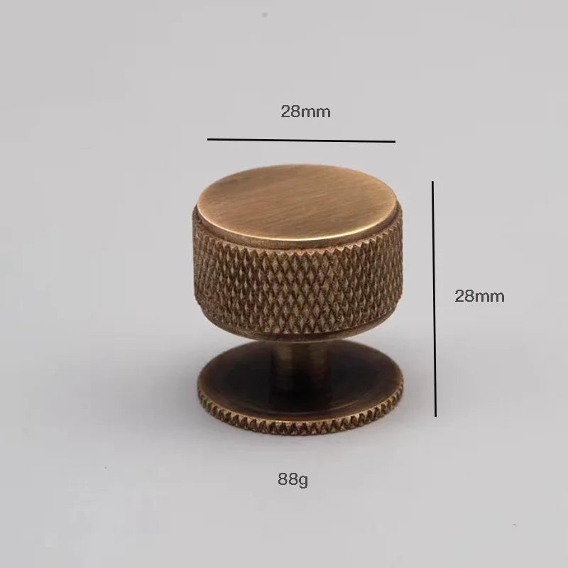 Gold and Bronze Knurled Brass Knobs – Modern Single-Hole Cabinet and Drawer Pulls