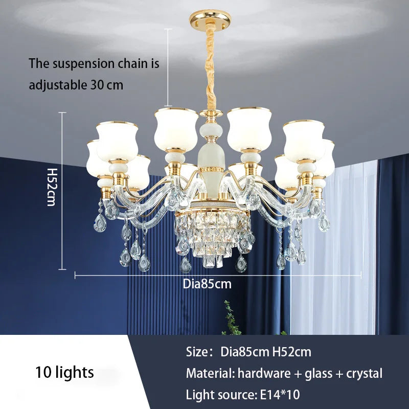 Elegant European Style Crystal Chandelier - Luxury Main Light for Living Rooms, Dining Rooms, and Villa Halls