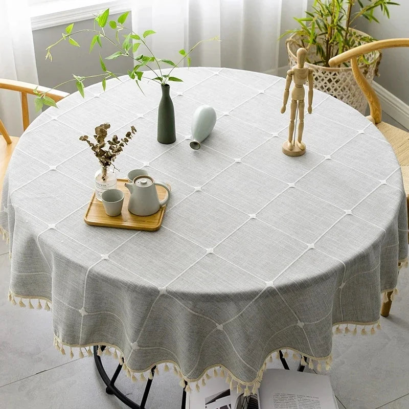 Cape Cod Plaid Round Tablecloth