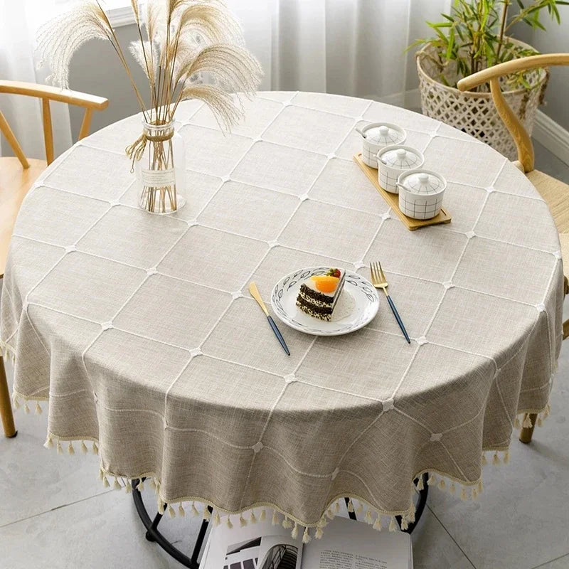 Cape Cod Plaid Round Tablecloth