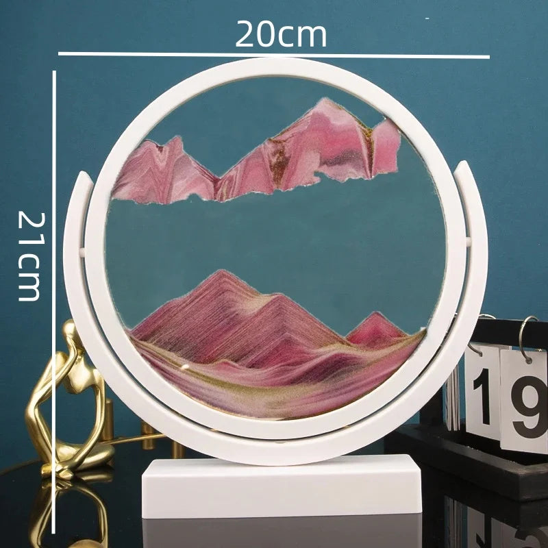 3D Moving Sand Art Painting Hourglass Round Handmade Glass Deep Sea Sandscape Quicksand Craft Sandglass Home Decoration Gifts