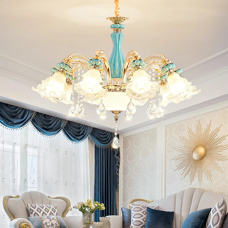 Elegant European-Style Crystal Chandelier - A Romantic and Fashionable Lighting Fixture for Living Rooms, Bedrooms, Dining Rooms, Studies, and Villa Duplexes