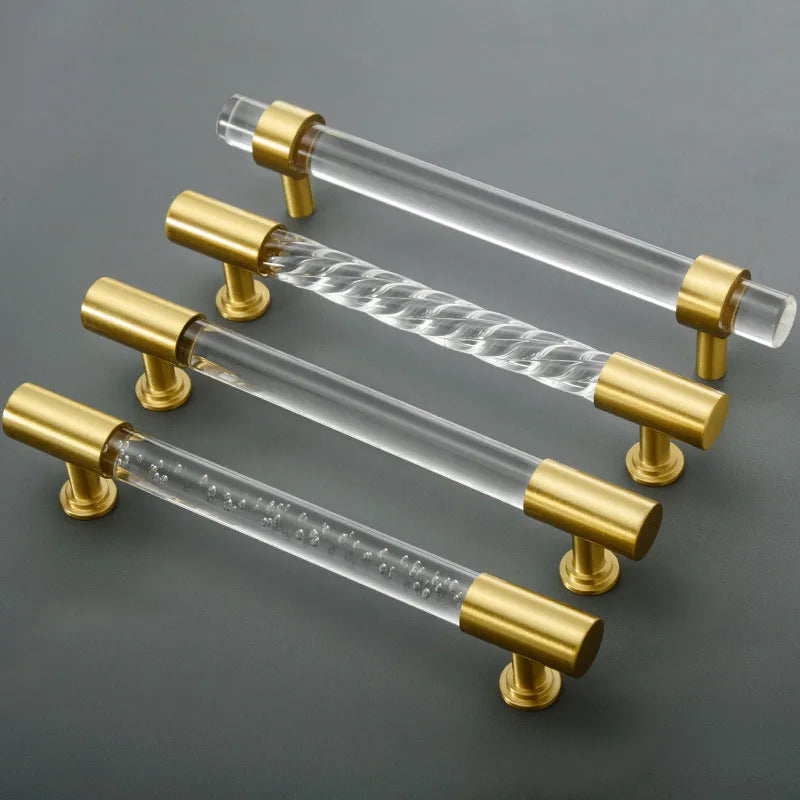 Transparent Acrylic Furniture Handles – Brass Cabinet Pulls and Wardrobe Knobs