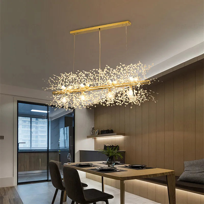 Elegant Crystal LED Chandelier - Nordic Gold and Silver Dandelion Design - Perfect for Living Rooms and Restaurant Decor