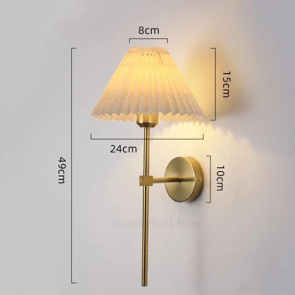 Modern LED Wall Lamp with Metal Curved Pleated Lampshade - Nordic Room Decor for Living Room, Aisle, and Background Wall Lighting