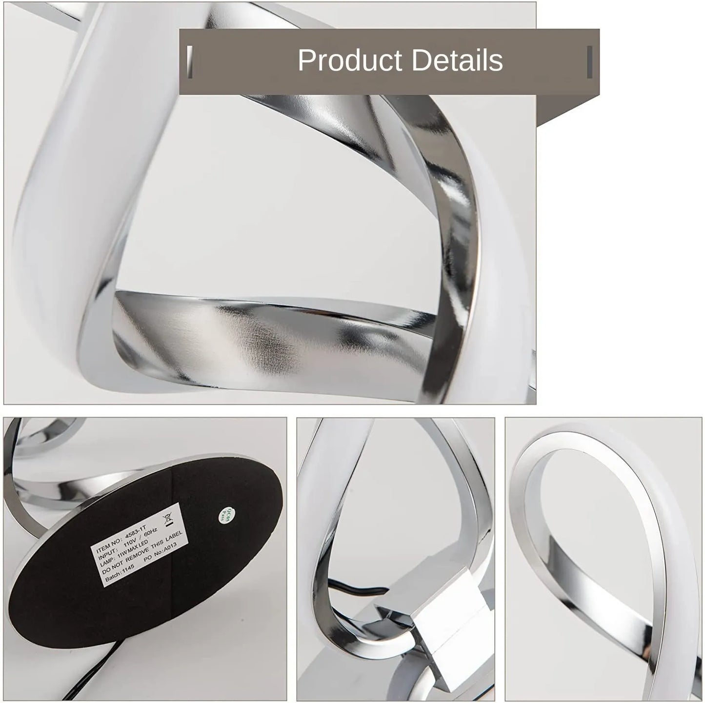 Modern Silver LED Table Lamp - Luxury Adjustable Brightness for Bedroom, Study, and Home Decoration