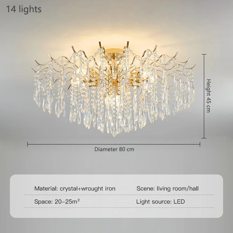 Elegant French Light Luxury Crystal Chandelier - Ideal for Atmosphere in Living and Dining Rooms - New Nordic Design