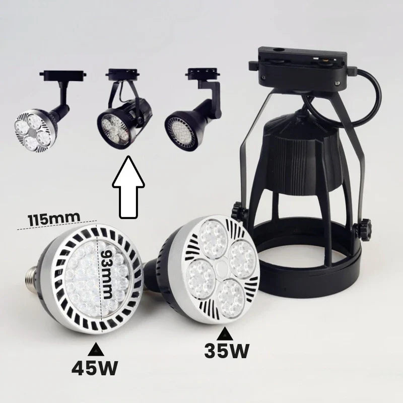 E27 LED Track Light Holder Base - 2-Wire Rotatable Ceiling Rail Lamp Fittings