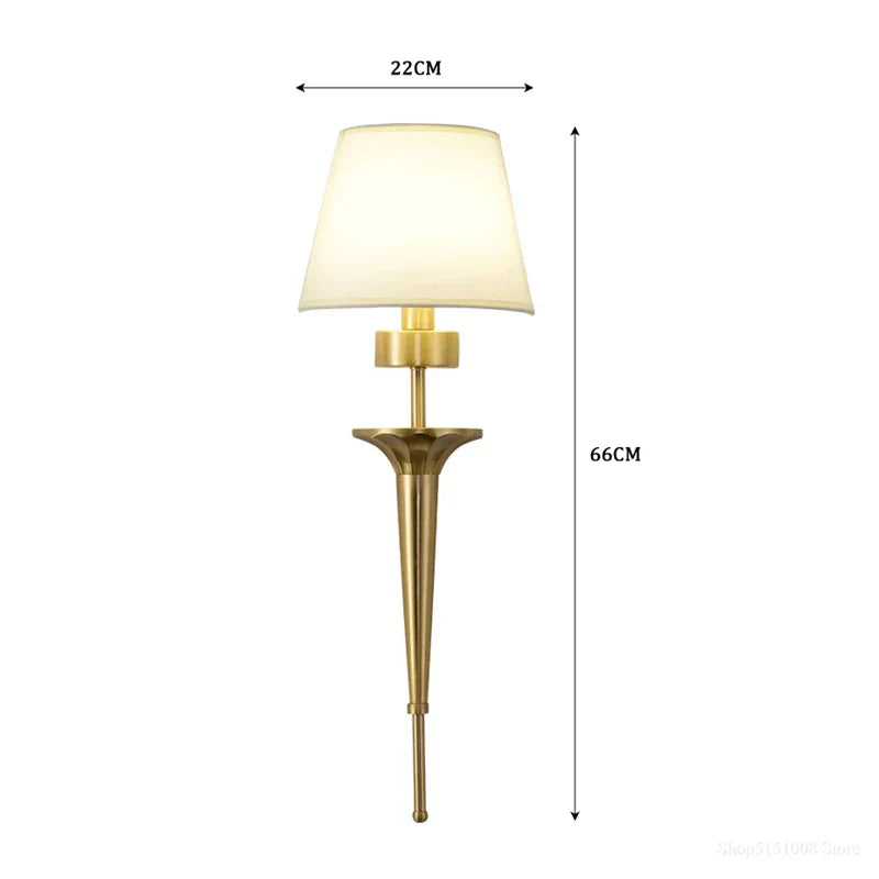 Copper Lamp - American Wall Lamp for Bedroom, Simple Wall Lamps with Classical Design, Living Room Decor LED Lights, Home Corridor Bedside Lamp