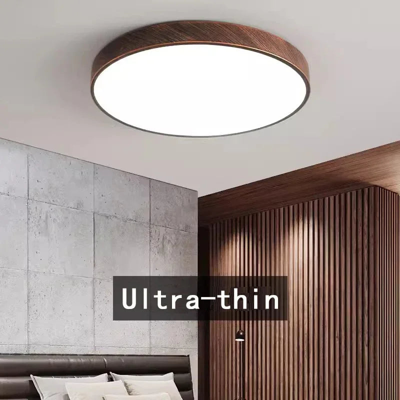 LED Ultra-thin Ceiling Lamp - Nordic Wooden Decorative Lamp - Perfect for Bedroom, Living Rooms, Balcony, and Corridor - Modern Iron and Acrylic Lighting Fixture