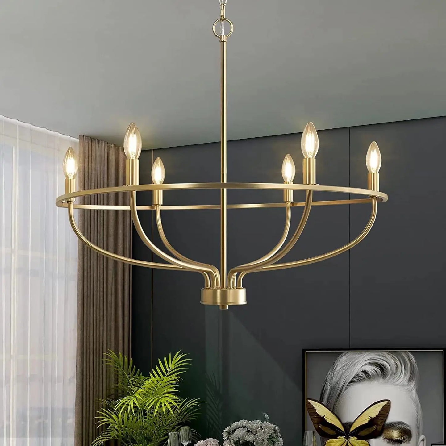 Retro LED Ceiling Chandelier with Iron Ring - Illuminate Your Living and Dining Spaces with Industrial Elegance