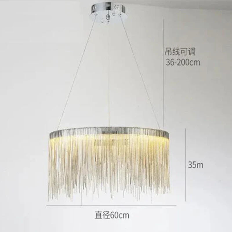 Postmodern Bohemian Chandelier - A Creative Designer Luxury Coffee Tables Light with Tassel Accents for Living Rooms and Restaurants