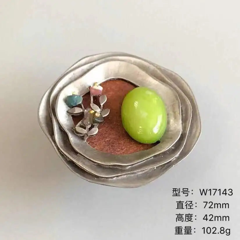 Handmade Wood and Alloy Flower Knob Handles – Artistic Drawer and Cabinet Pulls for Furniture