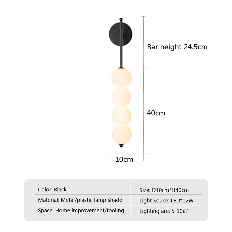 Nordic Wind Gourd Wall Lamp - Minimalist LED Milky White Light for Living Room, Study, Bedroom, Bedside, Home Decoration