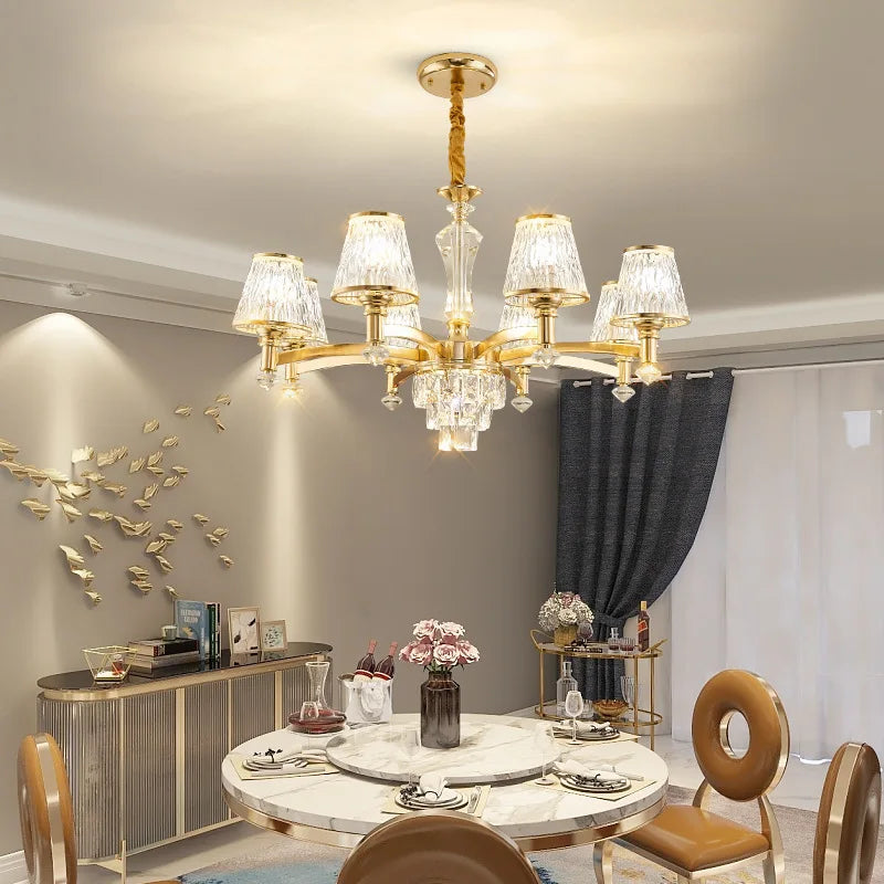 Elegant European Style Crystal Chandelier - A Modern Light Luxury Fixture for Living Rooms, Bedrooms, and Dining Areas