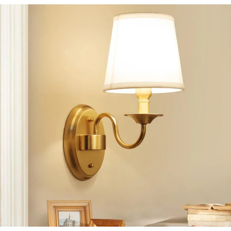 Eleanor - Full Copper American Wall Lamp Bedroom Bedside Lamp European Lighting Modern Simple Living Room Creative Corridor