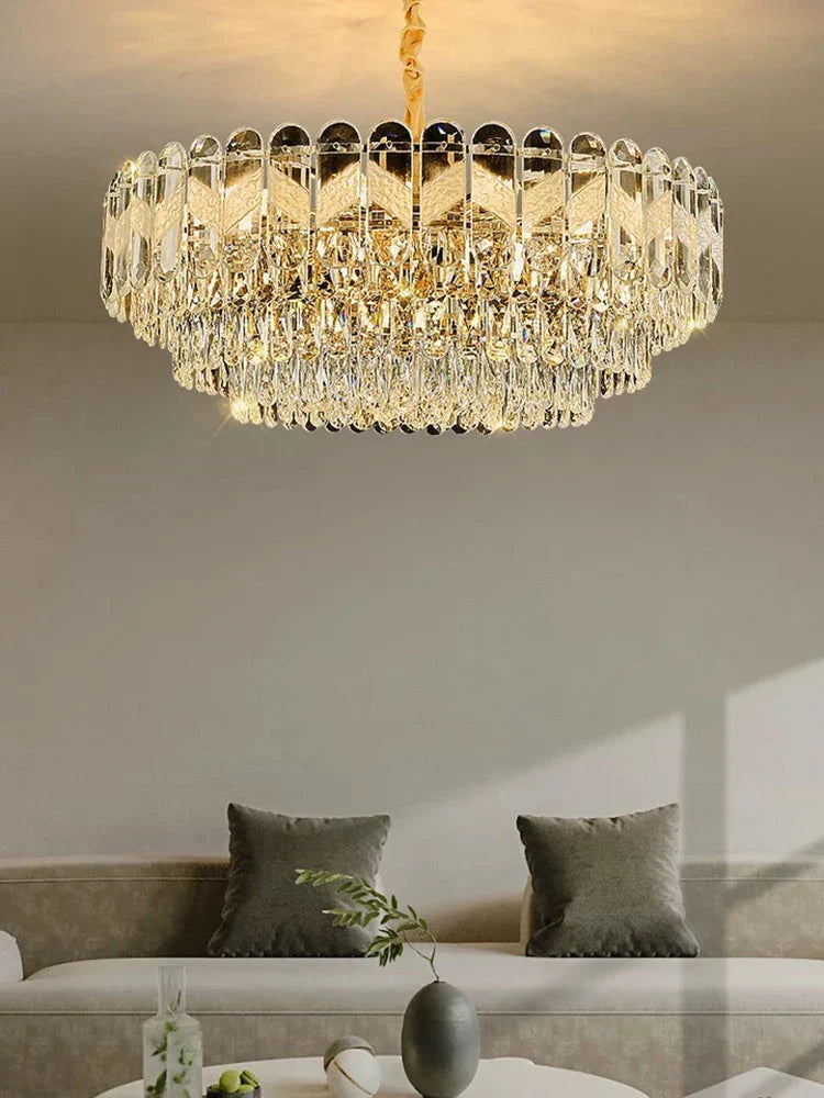 Modern Light Luxury Crystal Chandelier - Gold Finish for Dining and Living Rooms with Free Shipping