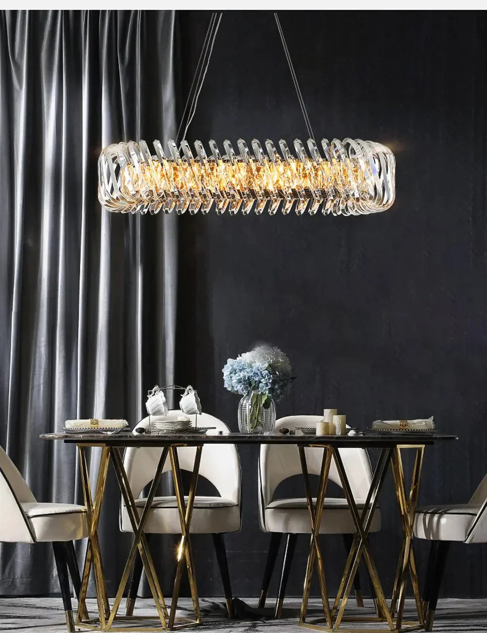 Olivia's Art Deco Crystal Glass LED Chandelier