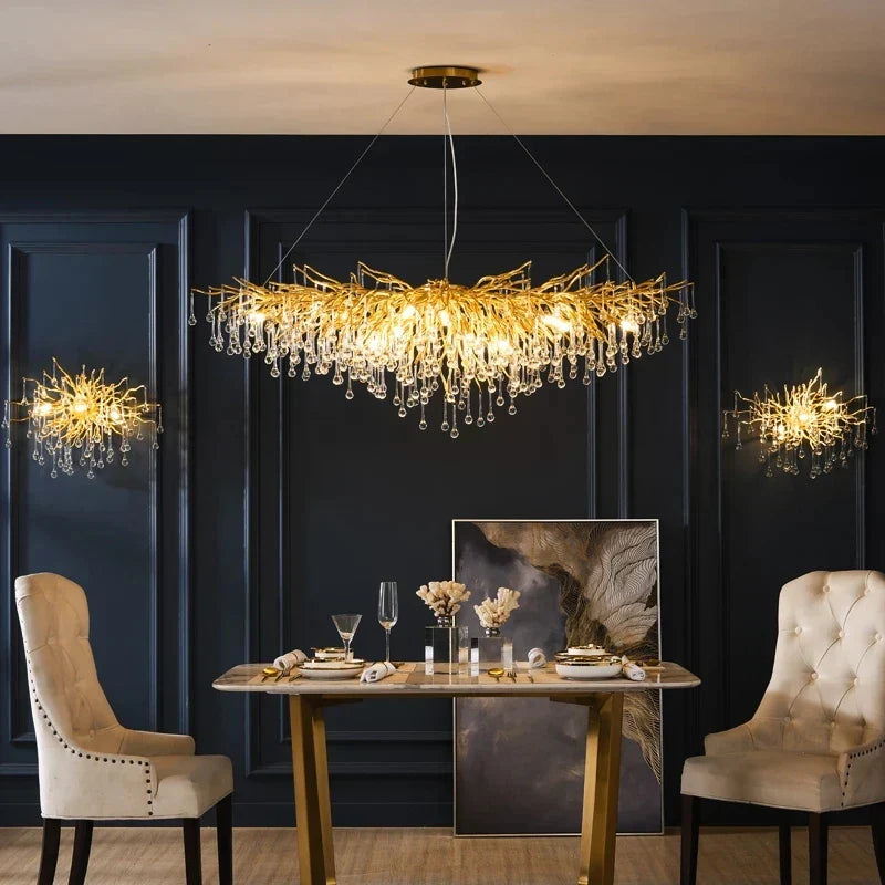 Maison - Modern Luxury Crystal  Water Drop Pendant Light, Perfect for Living Rooms, Bedrooms, Hotels, Villas, and Indoor Decor