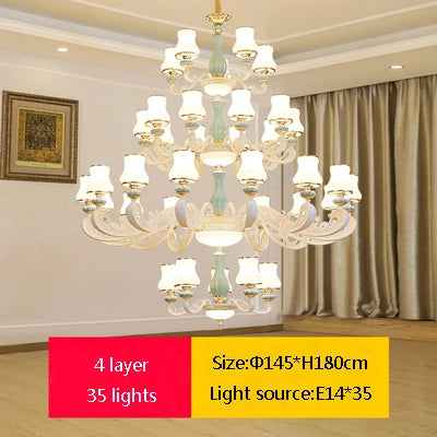 Elegant European-Style Duplex Building Chandelier - Ideal for Villa Living Rooms, Grand Halls, and Stairwells