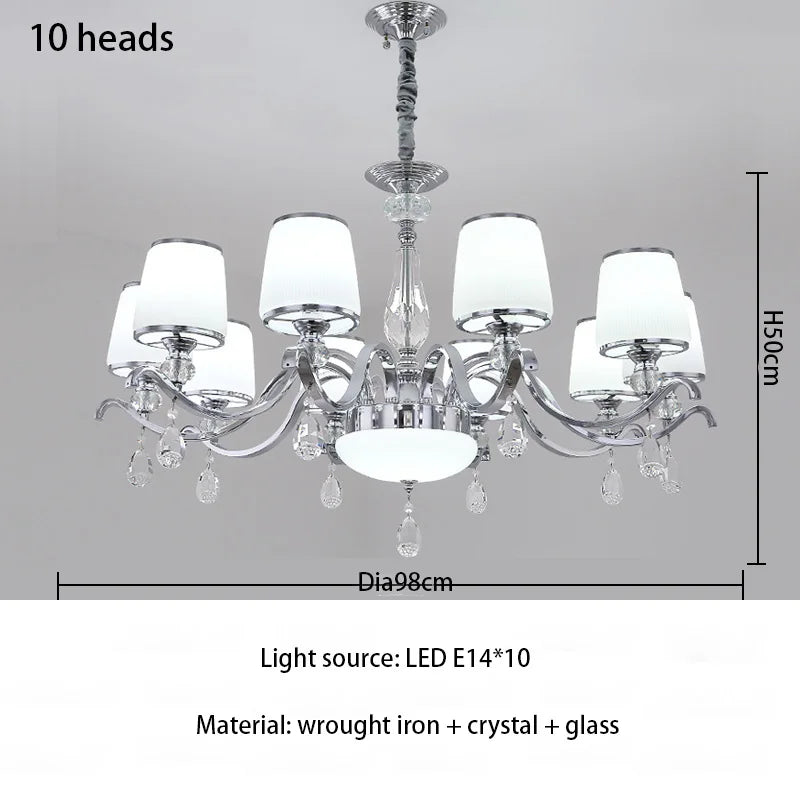 Elegant European Chrome Crystal Chandelier - A Postmodern Simple Fixture for Living Rooms, Dining Spaces, and Bedrooms