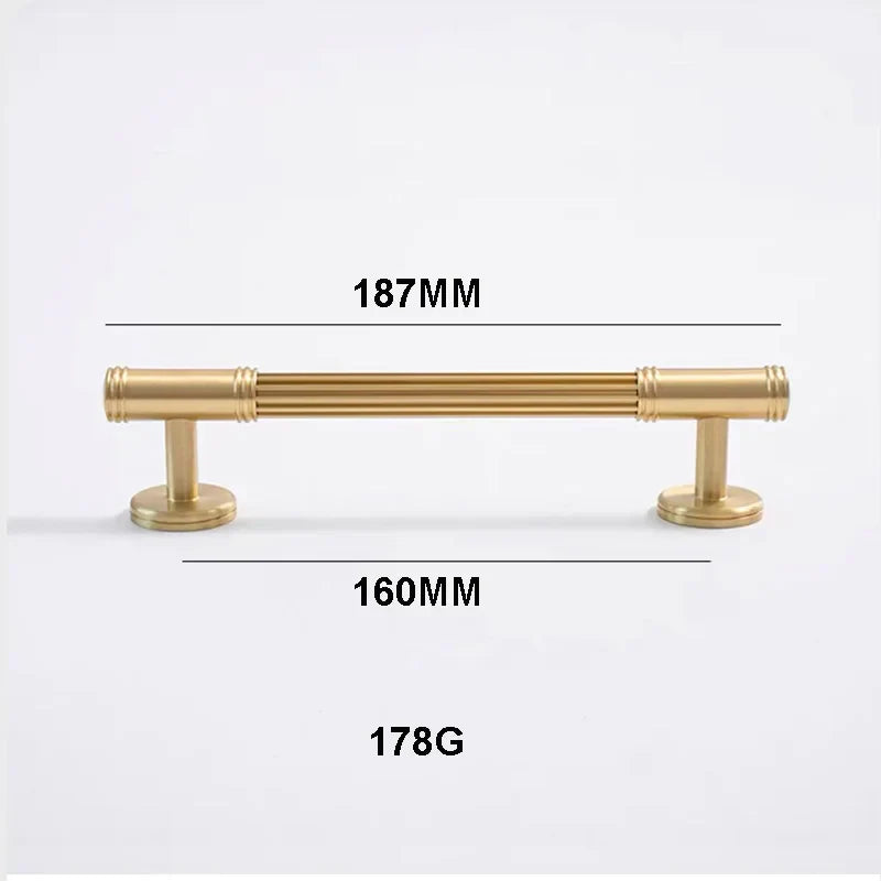 Gold Brass Vertical Linear Cabinet Handles – American-Style Wardrobe and Bar Pulls