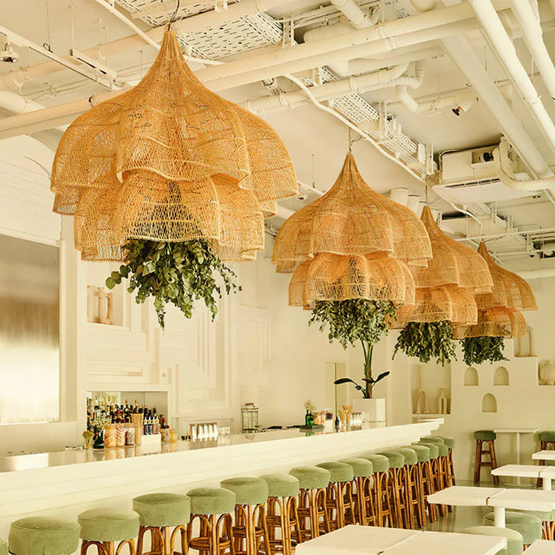 Modern Creative Art Rattan Pendant Lights - Handmade Elegance for Living Rooms, Restaurants, and Kitchen Decor