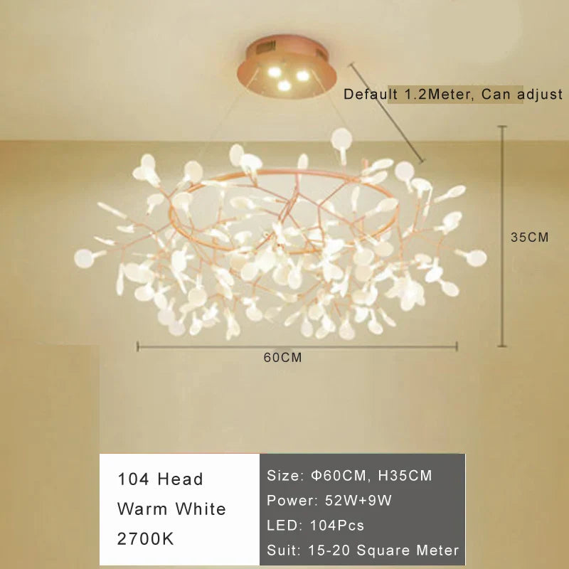 Modern Firefly LED Chandelier - Stylish Acrylic Industrial Pendant Light for Living, Dining, and Kitchen Decor
