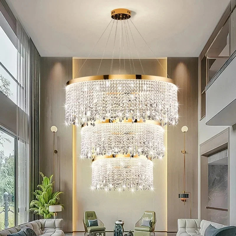 Modern LED Crystal Chandelier - Elegant Lighting Fixture for Living Room, Dining Room, Kitchen, and Home Lighting Decor