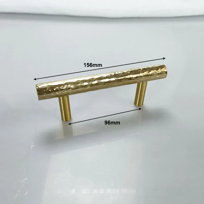 Hammered Brass Cabinet Handles – Light Gold Wardrobe Knobs and Drawer Pulls for American/Nordic Furniture