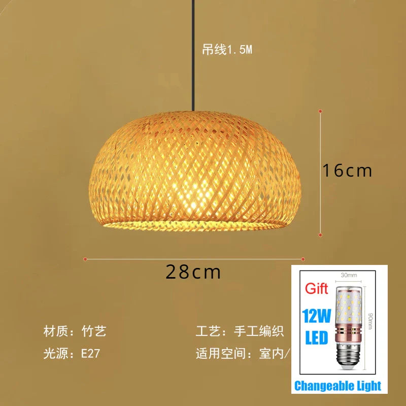 Zen Bamboo and Rattan Woven Chandelier - Exquisite Lighting for Chinese and Southeast Asian-Inspired Spaces