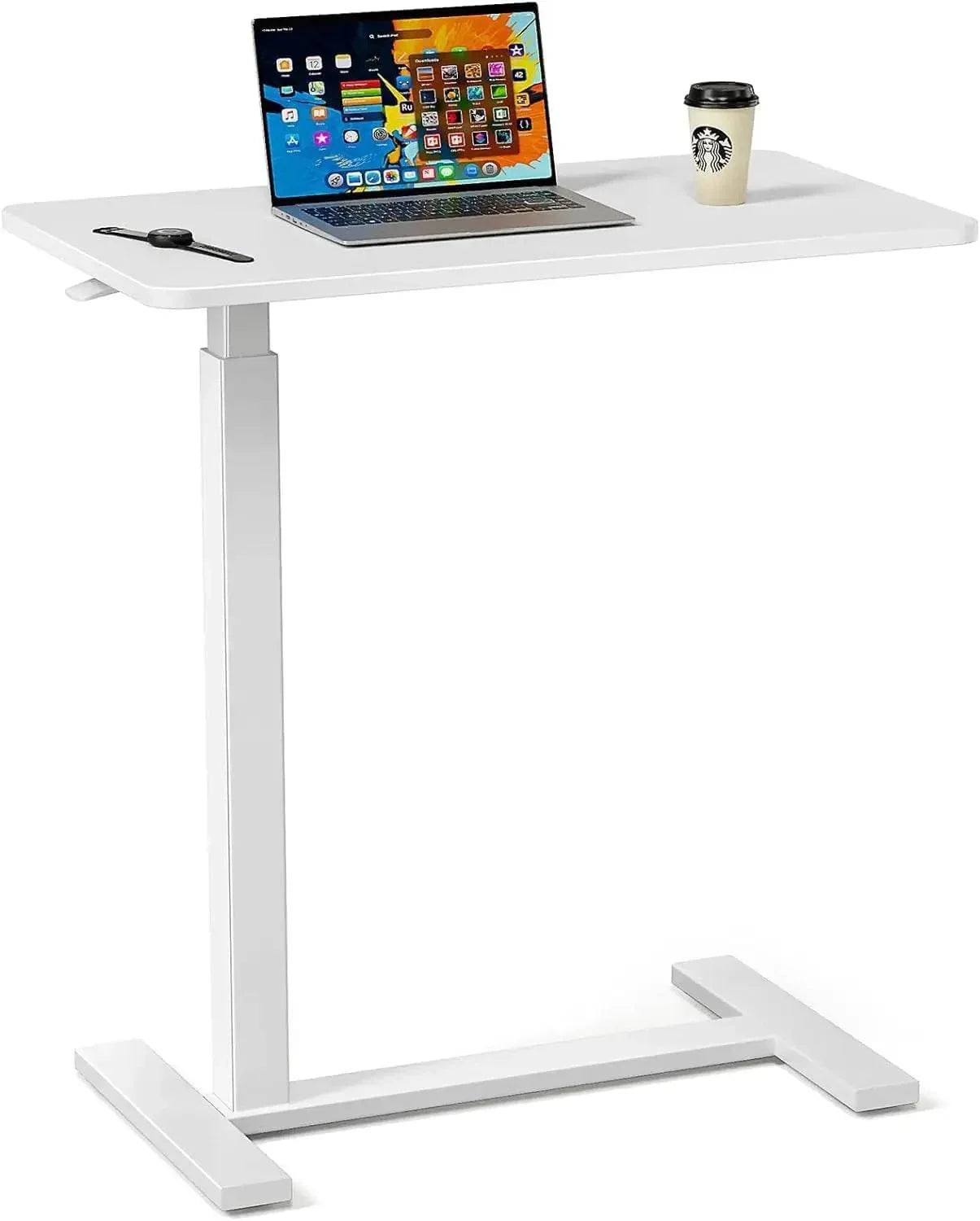 Adjustable Overbed Bedside Table with Wheels for Home Use