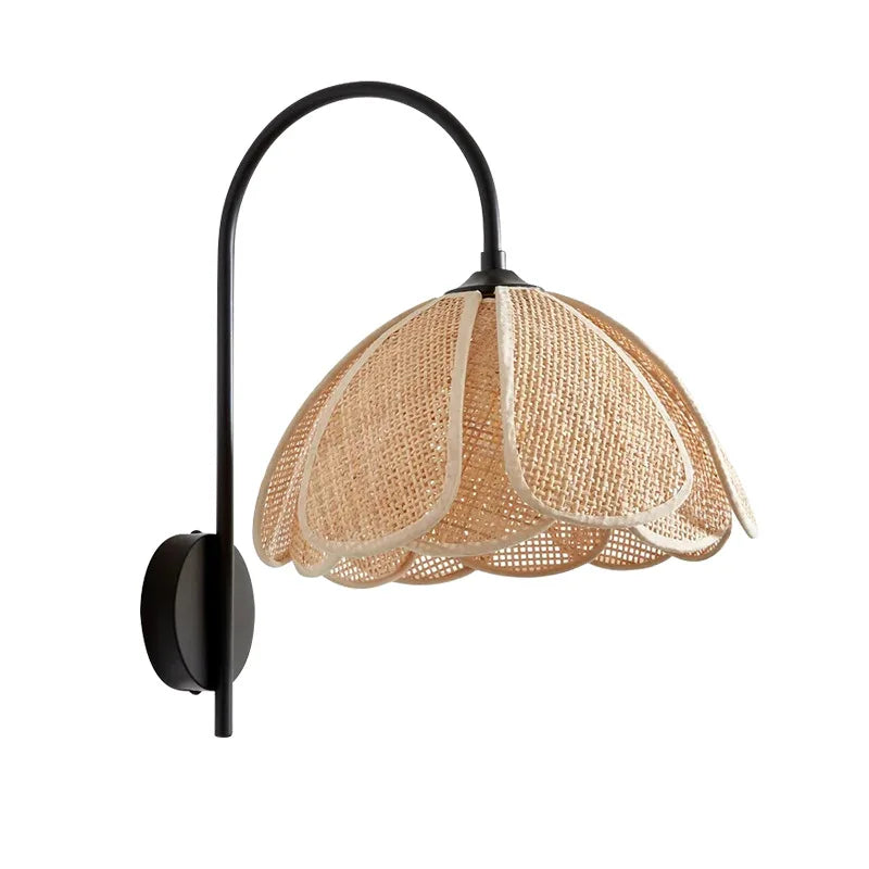 Korean Style Rattan Weaving Wall Lamp - Elegant Lighting for Foyers and Bedrooms