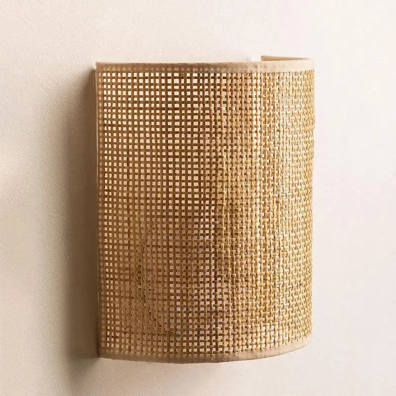 Southeast Asian Rattan Wall Lamp - Artistic LED Lighting for Living Rooms, Bedrooms, and Corridors